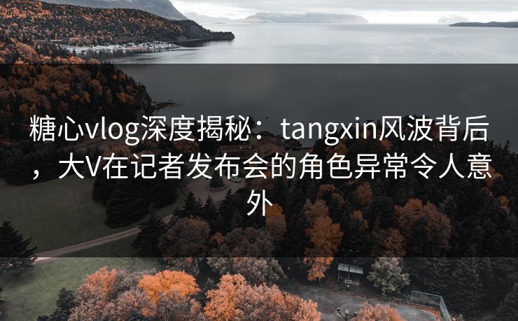 糖心vlog深度揭秘：tangxin风波背后，大V在记者发布会的角色异常令人意外