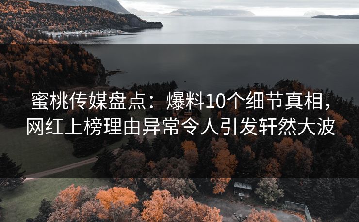 蜜桃传媒盘点：爆料10个细节真相，网红上榜理由异常令人引发轩然大波