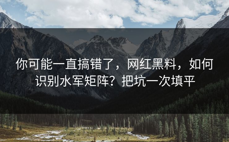 你可能一直搞错了，网红黑料，如何识别水军矩阵？把坑一次填平